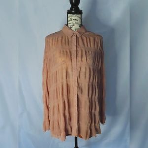 {{Missguided}} Mauve/Pink Sheer Crinkle Oversized Shirt